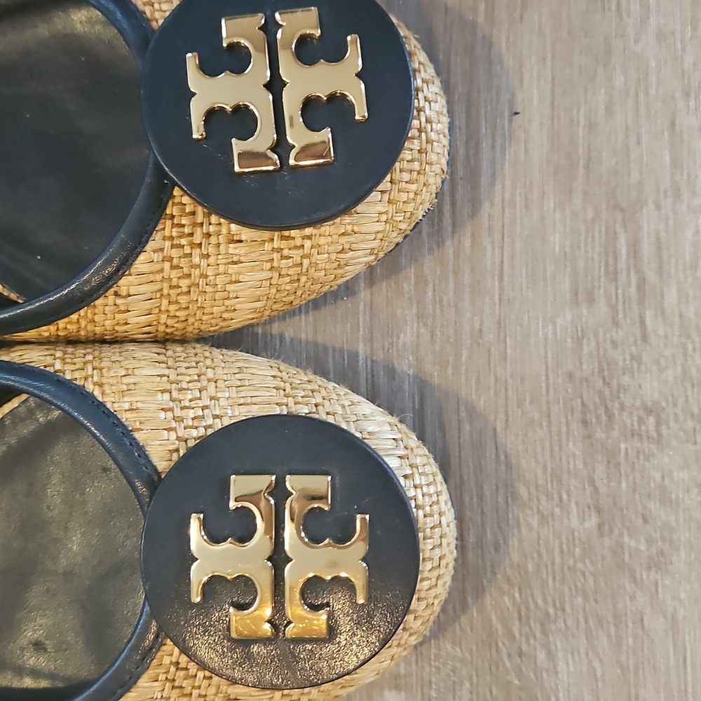 Tory Burch Raffia Reva Flats Size 9.5 - Picture 2 of 6